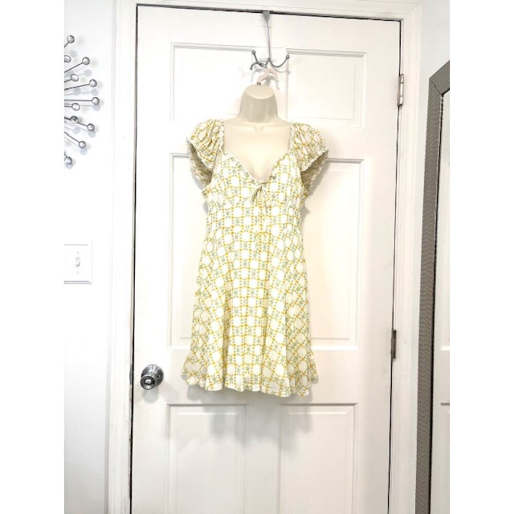 Urban Outfitters UO Floral Mesh Mini Dress‎ Large Cottagecore Coquette Fairycore